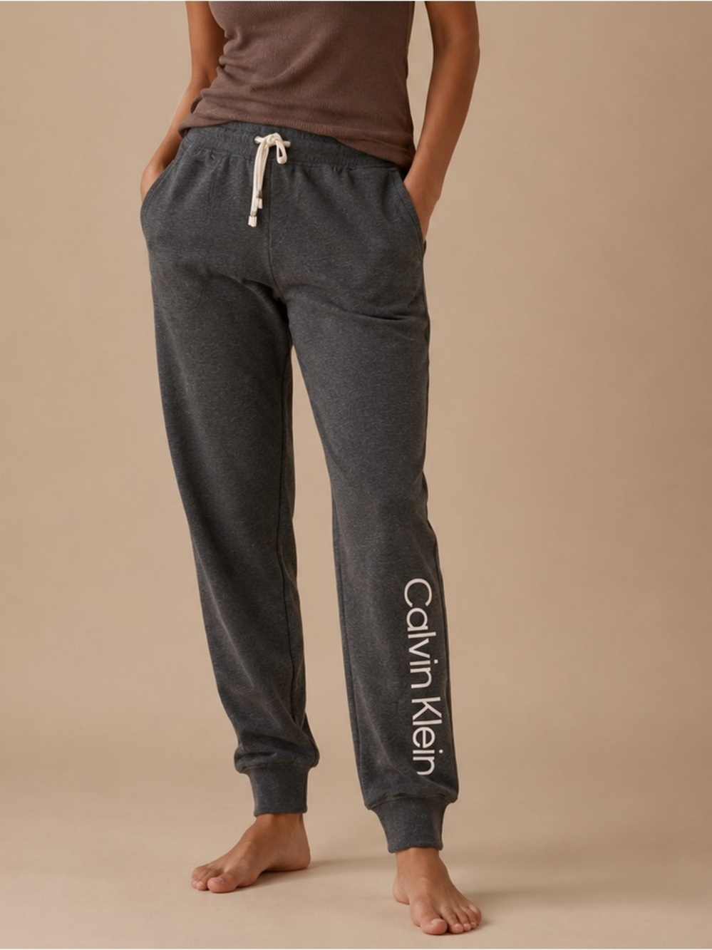 Calvin Klein Jogger Sweatpants Women’s Gray Logo Lounge Pants Large